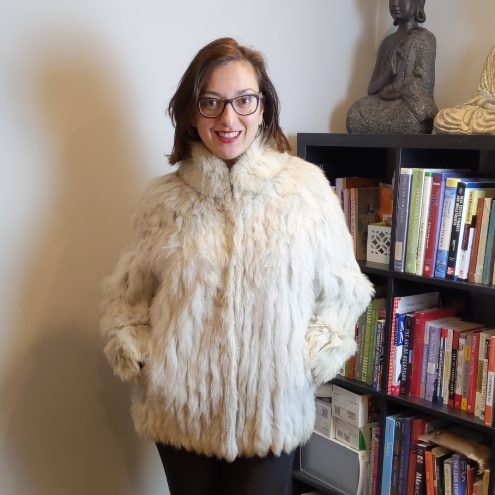 Blue fox fur coat